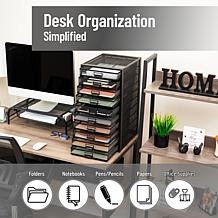 Mind Reader Mesh 10-Compartment Desk Organizer, Black
