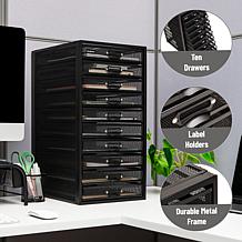 Mind Reader Mesh 10-Compartment Desk Organizer, Black