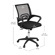 Mind Reader Mesh Height Adjustable Office Chair with Wheels Black