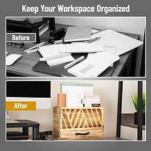 Mind Reader Natural Wood 3-Tier Mail Organizer with Drawer