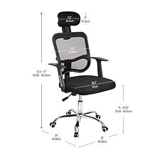 Mind Reader Office Chair with Wheels Height Adjustable Black