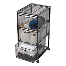 Mind Reader Rolling File Cabinet with 3 Drawers, Black