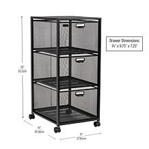 Mind Reader Rolling File Cabinet with 3 Drawers, Black