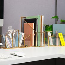 Mind Reader Vertical Glass File Holder with Copper Trim