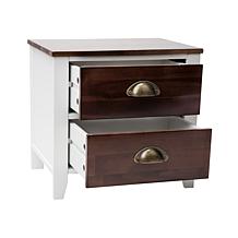 Mind Reader Wood Double-Drawer Nightstand / Side Table 2-Pack, White