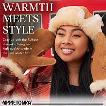 Minnetonka Water Resistant Suede & Sheepskin Bomber Hat