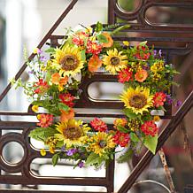 Mixed Sunflower Floral Wreath 22"