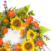 Mixed Sunflower Floral Wreath 22"