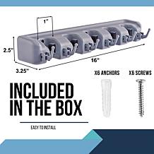 Mop and Broom Holder with Hooks 5-Position Wall Organizer