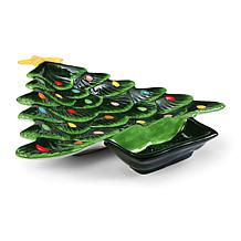 Mr. Christmas 14.25''Tree Platter with Dip Section- Green