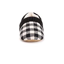 MUK LUKS Women's Flannel Plaid Slipper with Berber heel - Ebony
