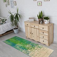 My Magic Carpet Hazel Chevron Teal Washable Runner Rug 2.5'x7'