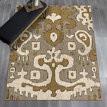 My Magic Carpet Ochre Ikat Washable Area Rug 5'x7'