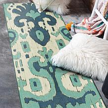 My Magic Carpet Ochre Ikat Washable Runner Rug 2.5'x7'