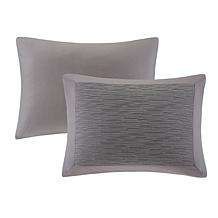 N Natori Hanae Cotton Blend 3-piece King Comforter Set - Gray