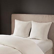N Natori Hanae Cotton Blend Yarn-Dyed 26" x 26" Euro Sham - White