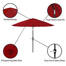Nature Spring 10' Patio Umbrella with Auto Tilt & Easy Crank - Red