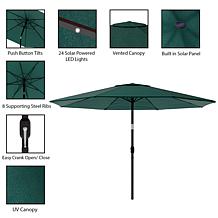 Nature Spring 10' Patio Umbrella with LED Lights - Green
