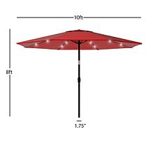 Nature Spring 10' Patio Umbrella with LED Lights - Red