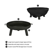 Nature Spring 27.5" Round Outdoor Fire Pit - Black