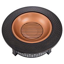 Nature Spring 32” Round Fire Pit with Steel Ring - Brown