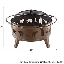 Nature Spring 32" Round Outdoor Bear Fire Pit - Tan