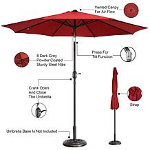 Nature Spring 9' Patio Auto Tilt Umbrella - Red