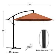Nature Spring Cantilever Easy Crank Hanging Outdoor Shade - Orange