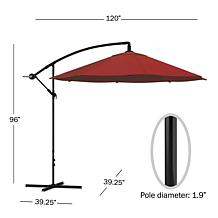 Nature Spring Cantilever Easy Crank Hanging Outdoor Shade - Red