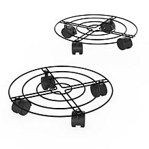 Nature Spring Metal Plant Caddy Set of 2 - Black