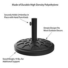 Nature Spring Patio Umbrella Stand and Base - Black