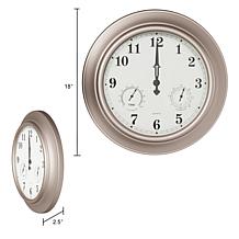 Nature Spring Silver Clock Thermometer Hygrometer - Silver