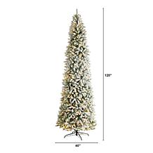 Nearly Natural 10’ Slim Flocked Montreal Fir  Christmas Tree