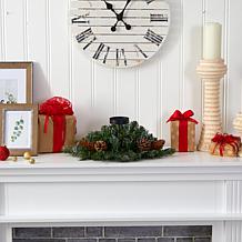 Nearly Natural 16 in. Flocked and Glittered Candelabrum with 35 Lights