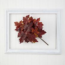 Nearly Natural 18 in. Autumn Maple Leaf Artificial Flower Set of 2