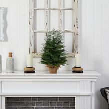 Nearly Natural 2 Ft. Christmas Tree in Burlap Base with 35 Lights