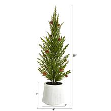 Nearly Natural 20'' Cedar Pine Tree w/ Mini Pines in Decor Planter