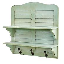 Nearly Natural 20" Vintage Window Shutter Shelving Wall Decor w/Hooks
