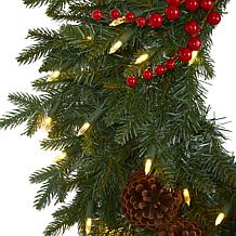 Nearly Natural 24 in. Green Pine Wreath with 50 LED Lights