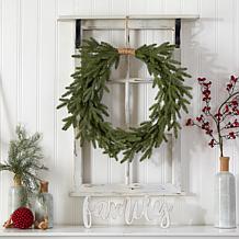 Nearly Natural 24 in. Holiday Christmas Pre-lit Cascading Pine Wreath