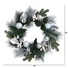 Nearly Natural 24” Pinecones and Berries Christmas Wreath
