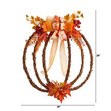 Nearly Natural 26” Autumn Pumpkin Artificial Vine Fall Wreath