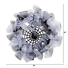 Nearly Natural 26 in. Halloween Spider Web Mesh Wreath