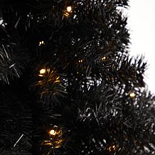 Nearly Natural 3’ Black  Christmas Tree with 50 LED Lights