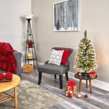 Nearly Natural 3 Ft. Frosted Swiss Pine Christmas Tree with 50 Lights