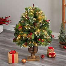 Nearly Natural 3 Ft. Holiday Pre-Lit Christmas Plant with 100 LED