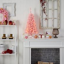 Nearly Natural 3' Pink Artificial Christmas Tree with 50 LED Lights