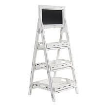 Nearly Natural 3' White Washed Farmhouse Stand with Chalkboard