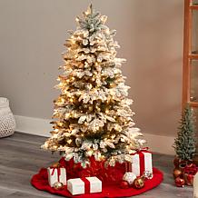 Nearly Natural 4’ Artificial Flocked Fir Christmas Tree w/ 250 Lights