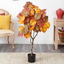Nearly Natural 4 Ft. Autumn Umbrella Ficus Fall Artificial Tree